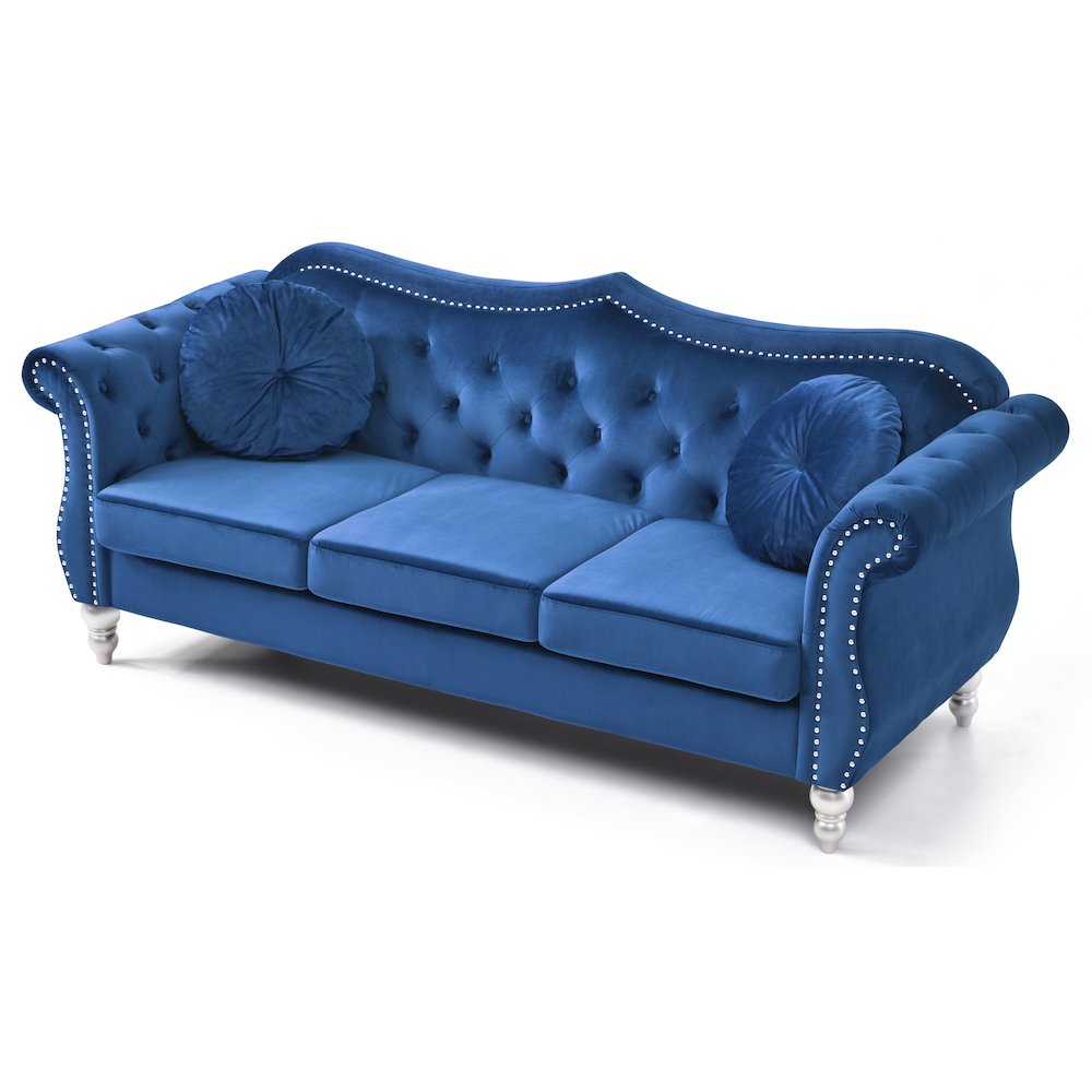 Glory Furniture Hollywood Sofa in Navy Blue Color. Picture 3