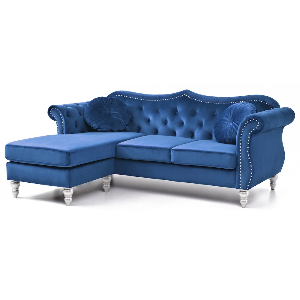Glory Furniture Hollywood Sofa Chaise in Navy Blue Color. Picture 1