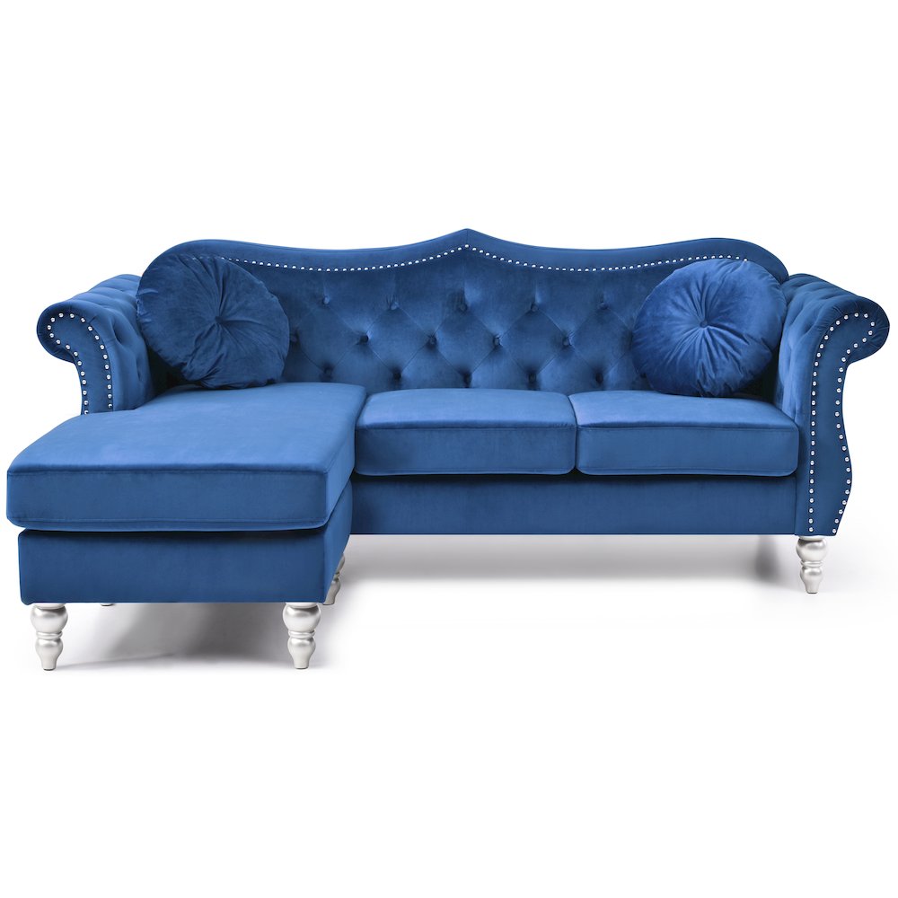 Glory Furniture Hollywood Sofa Chaise in Navy Blue Color. Picture 2