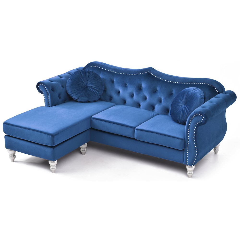 Glory Furniture Hollywood Sofa Chaise in Navy Blue Color. Picture 3