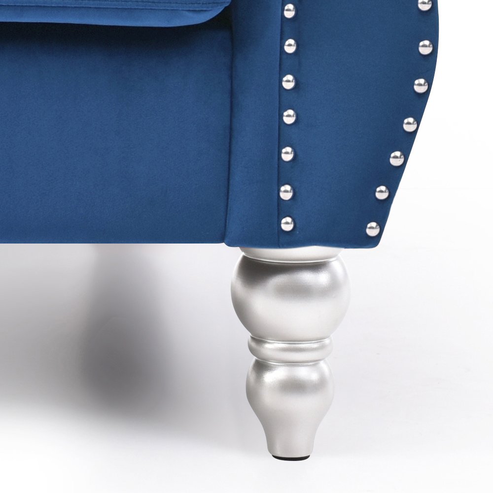 Glory Furniture Hollywood Sofa Chaise in Navy Blue Color. Picture 5
