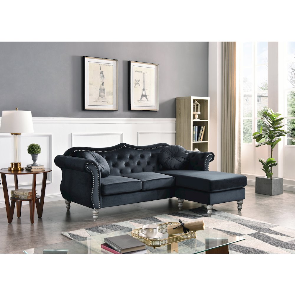 Glory Furniture Hollywood Sofa Chaise in Black Color. Picture 6