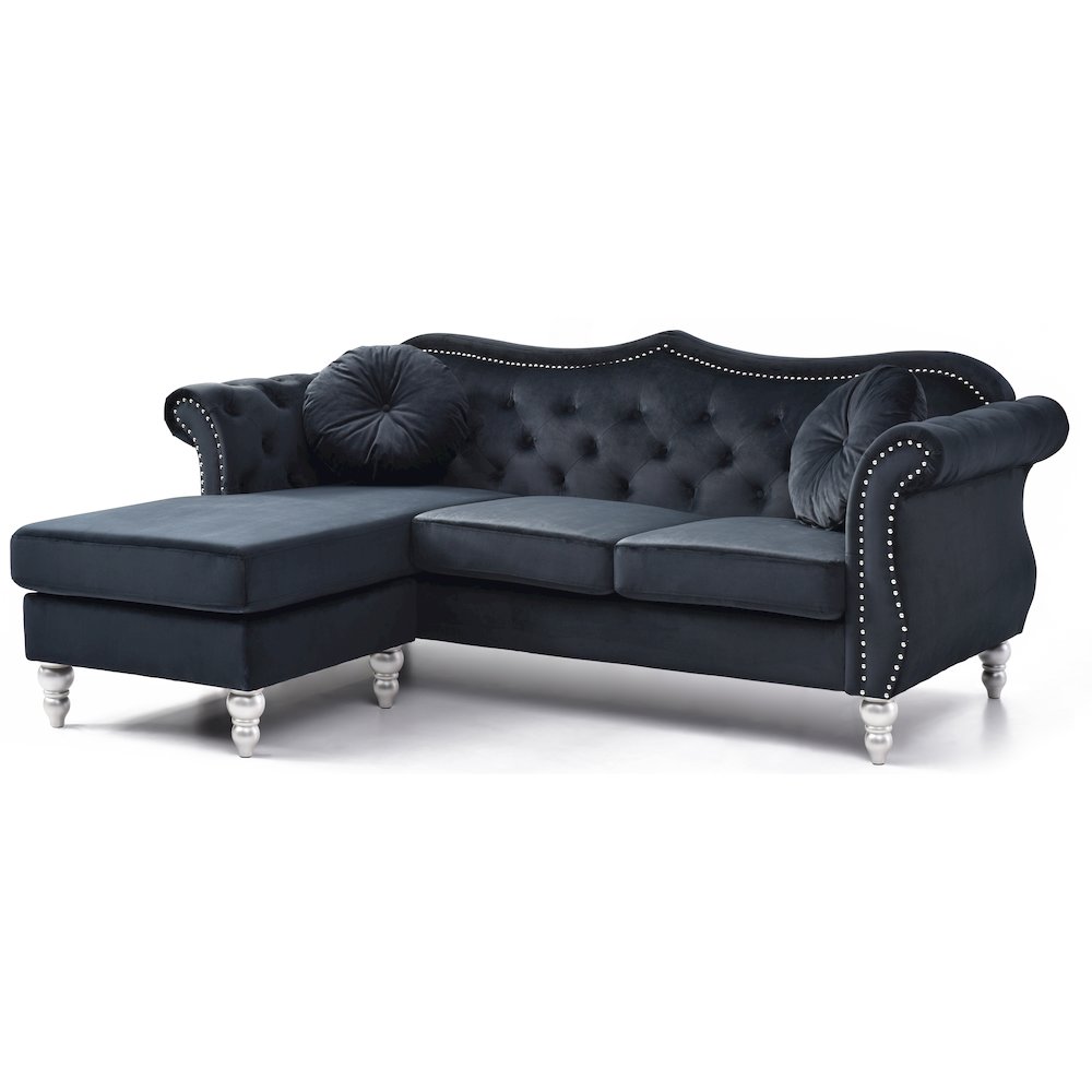 Glory Furniture Hollywood Sofa Chaise in Black Color. Picture 1