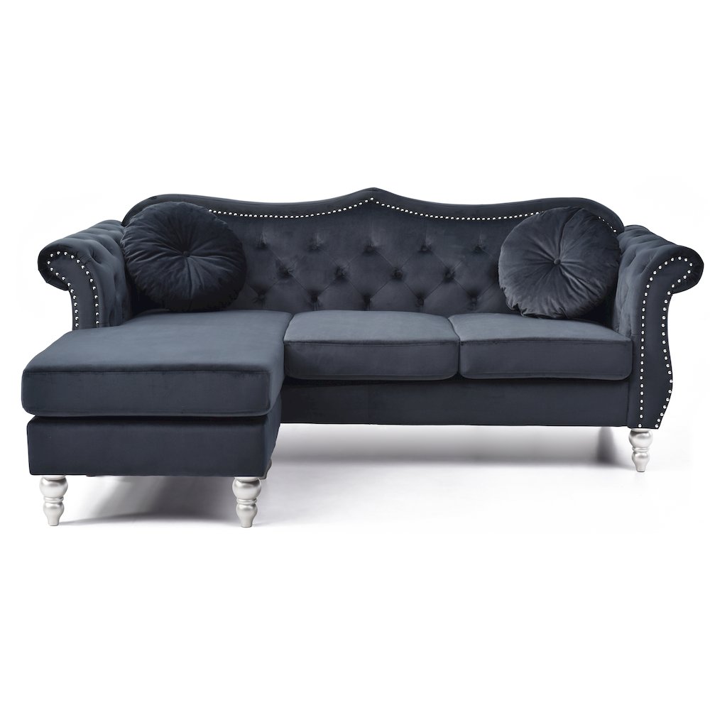 Glory Furniture Hollywood Sofa Chaise in Black Color. Picture 2