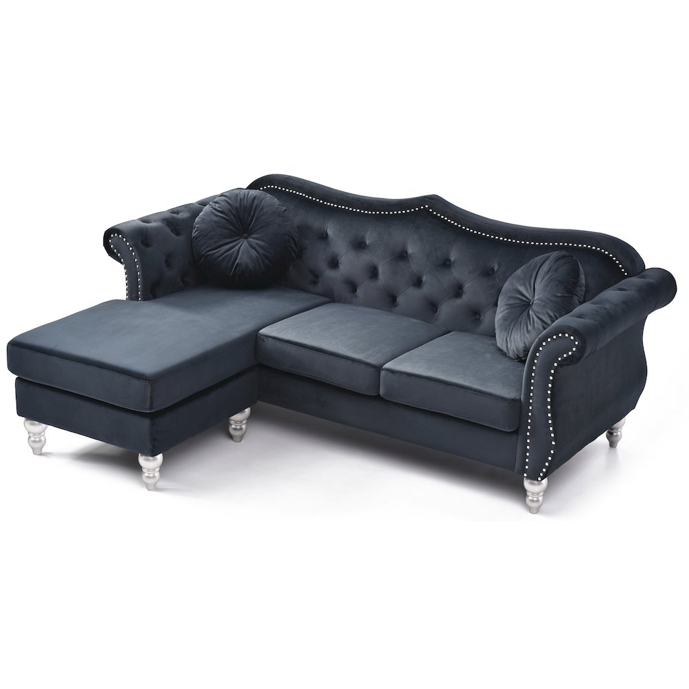 Glory Furniture Hollywood Sofa Chaise in Black Color. Picture 3