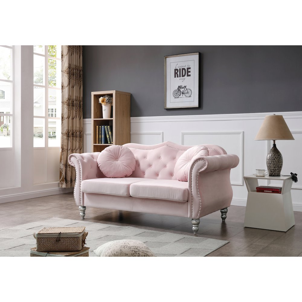 Glory Furniture Hollywood Loveseat in Pink Color. Picture 5