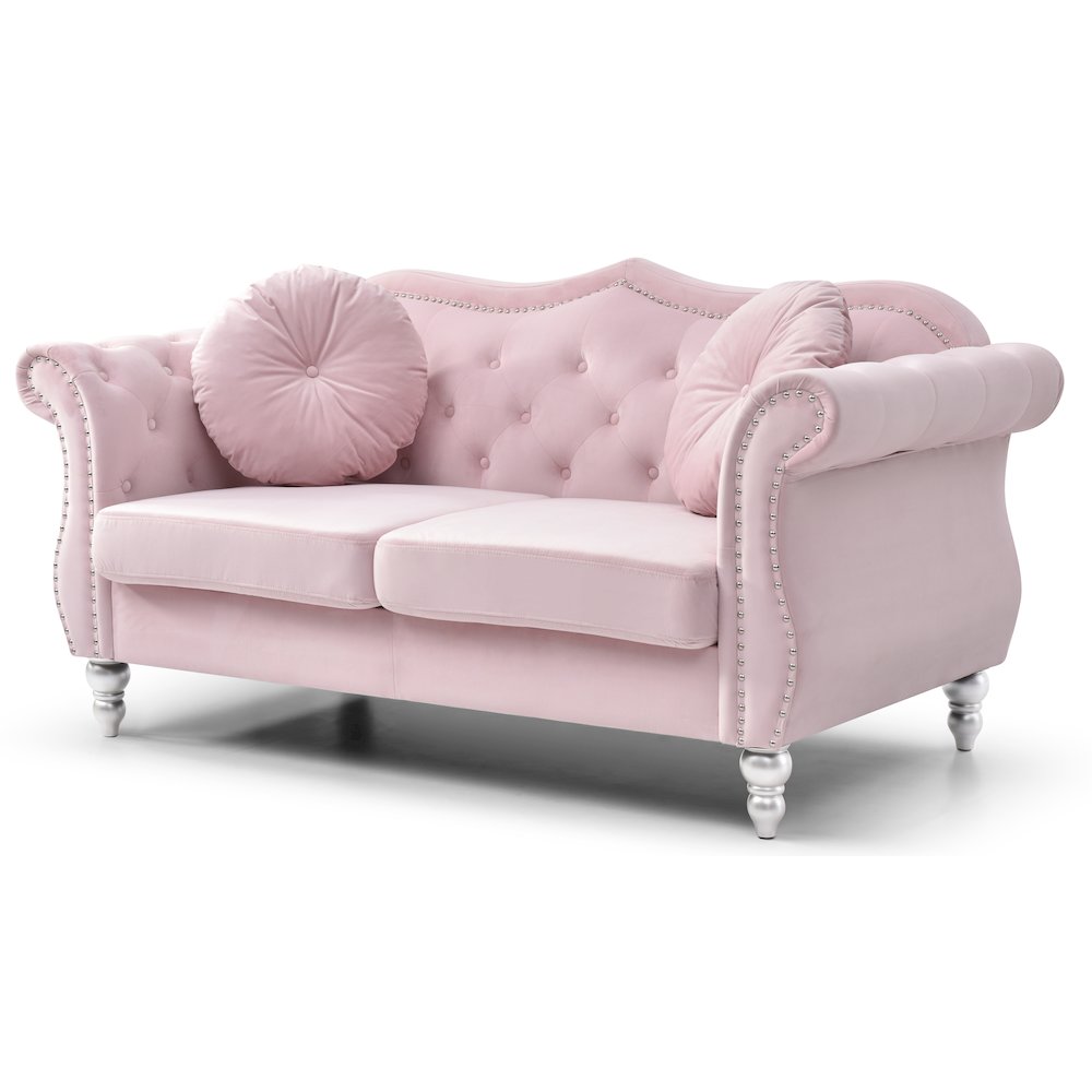 Glory Furniture Hollywood Loveseat in Pink Color. Picture 1
