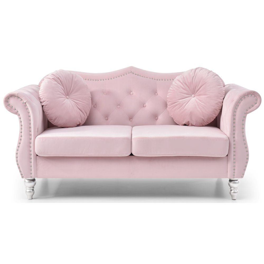 Glory Furniture Hollywood Loveseat in Pink Color. Picture 2
