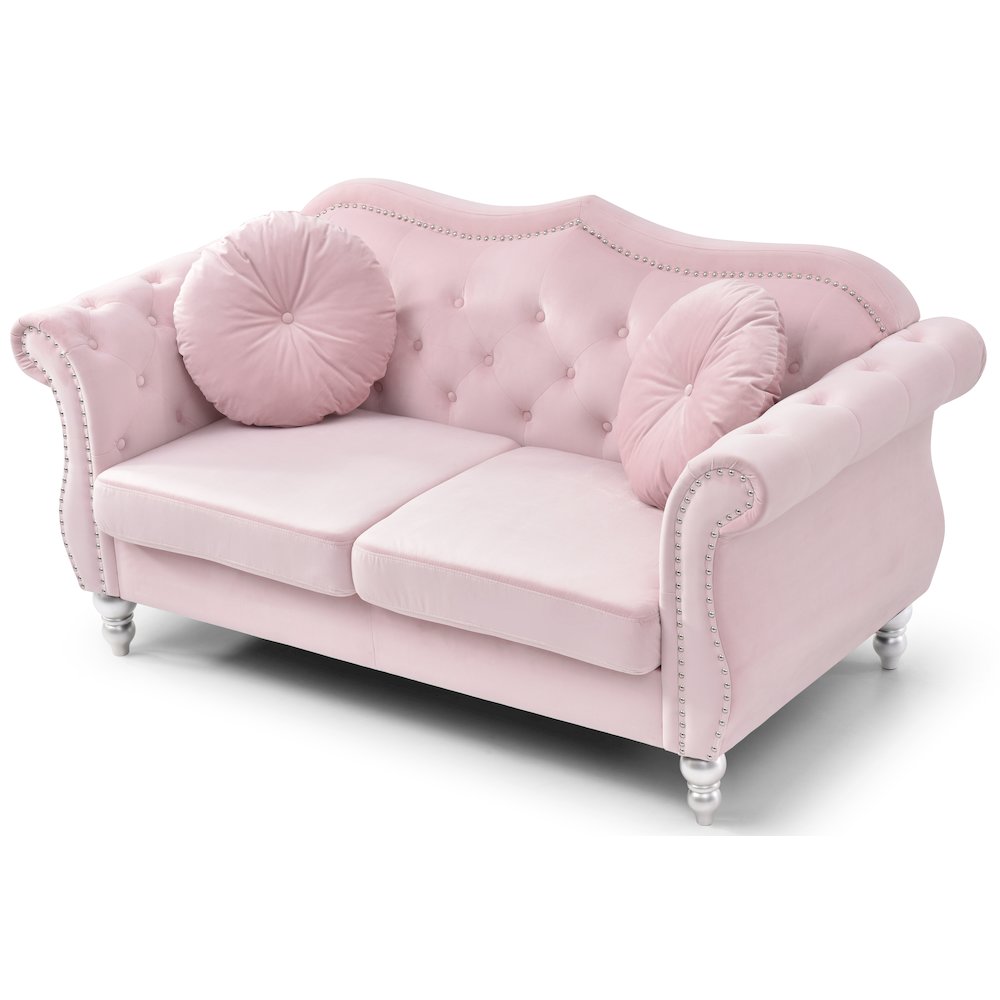 Glory Furniture Hollywood Loveseat in Pink Color. Picture 3