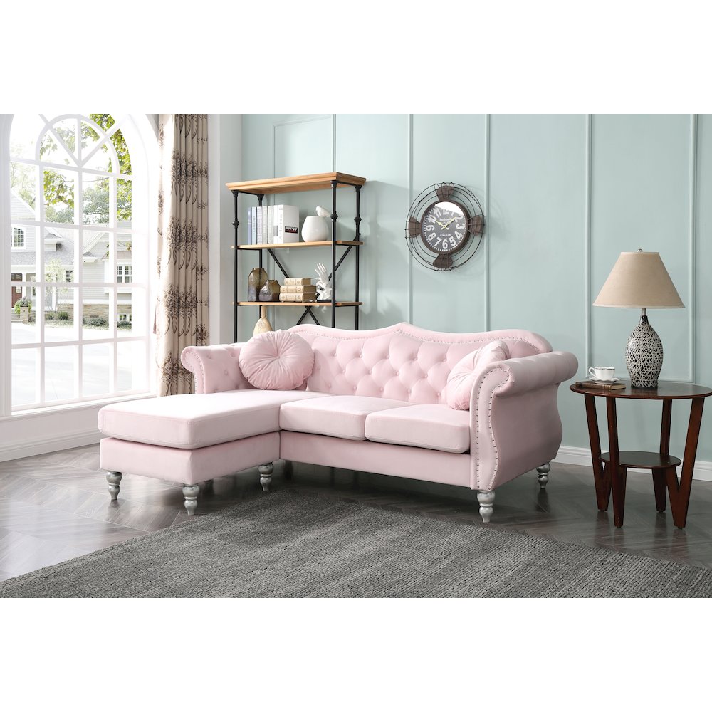 Glory Furniture Hollywood Sofa Chaise in Pink Color. Picture 6