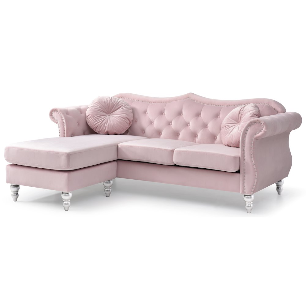 Glory Furniture Hollywood Sofa Chaise in Pink Color. Picture 1