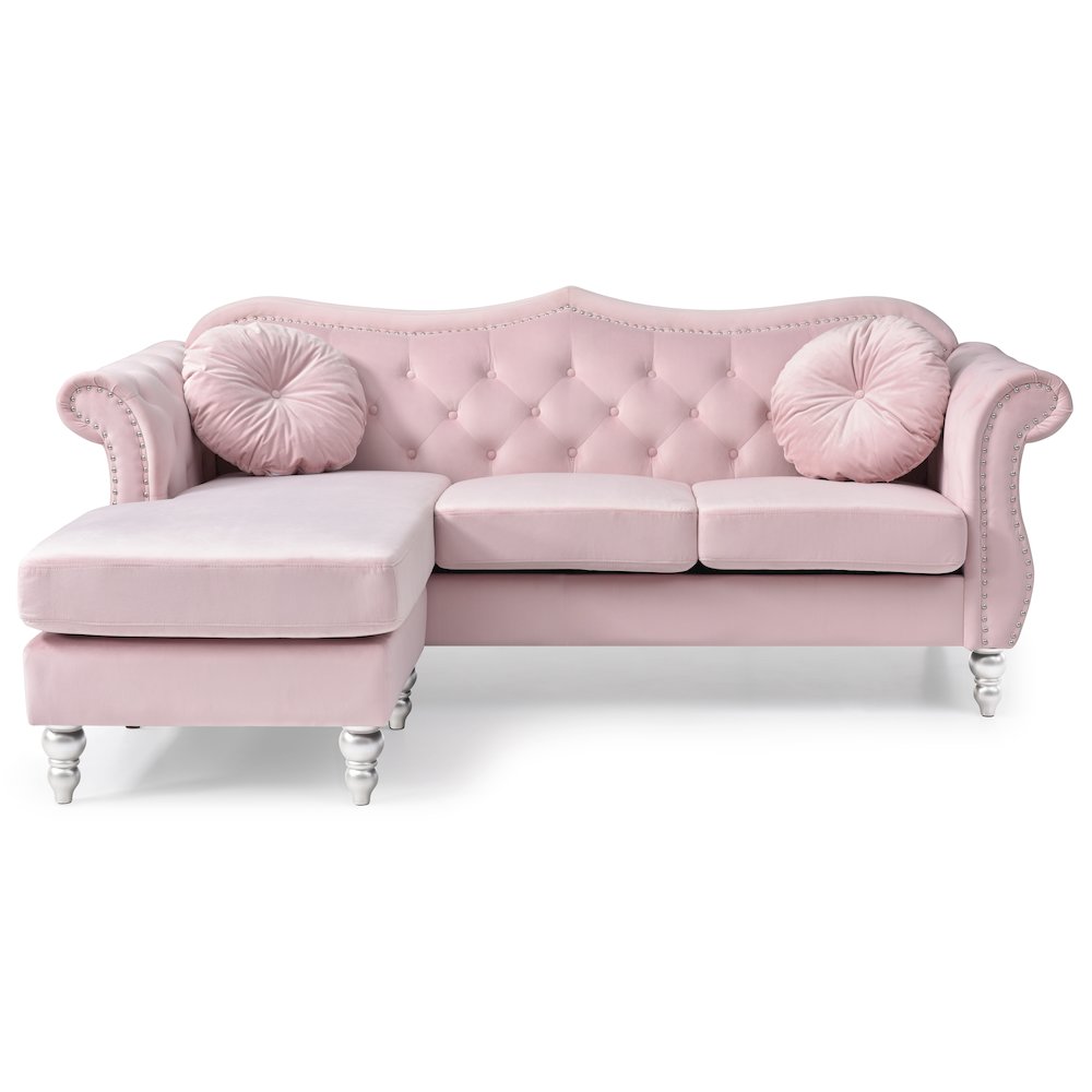 Glory Furniture Hollywood Sofa Chaise in Pink Color. Picture 2