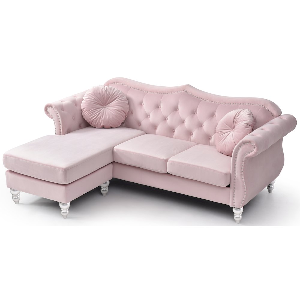 Glory Furniture Hollywood Sofa Chaise in Pink Color. Picture 3