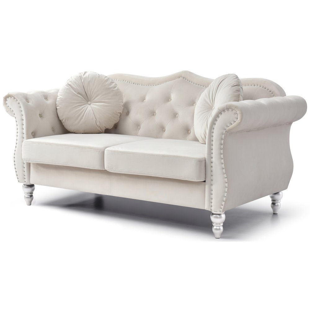 Glory Furniture Hollywood Loveseat in Ivory Color. Picture 1