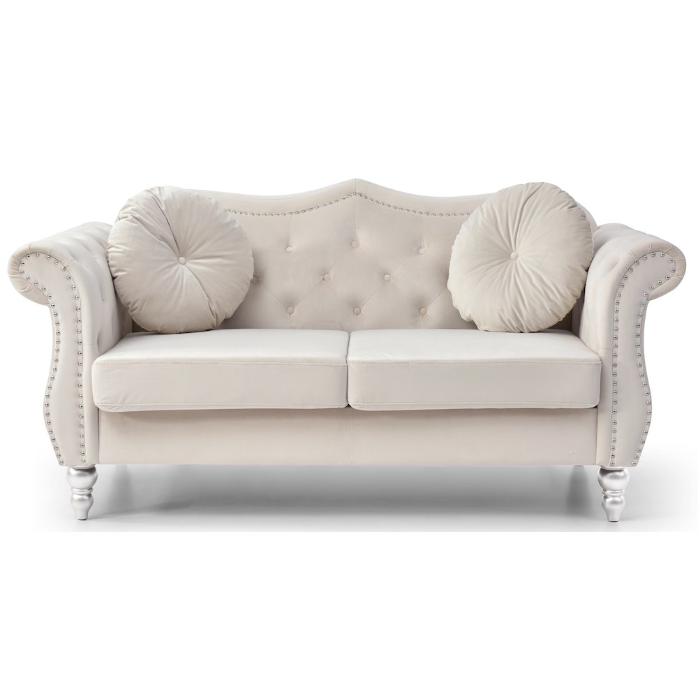Glory Furniture Hollywood Loveseat in Ivory Color. Picture 2