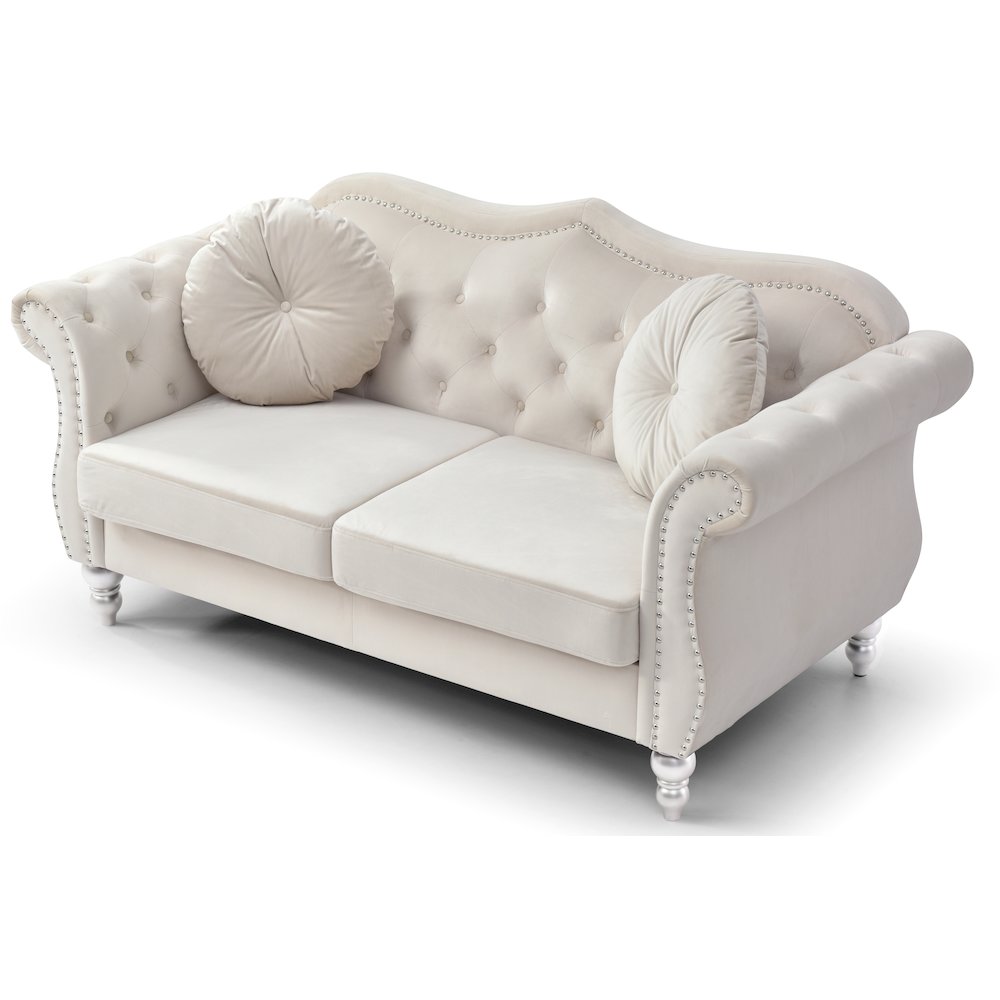 Glory Furniture Hollywood Loveseat in Ivory Color. Picture 3