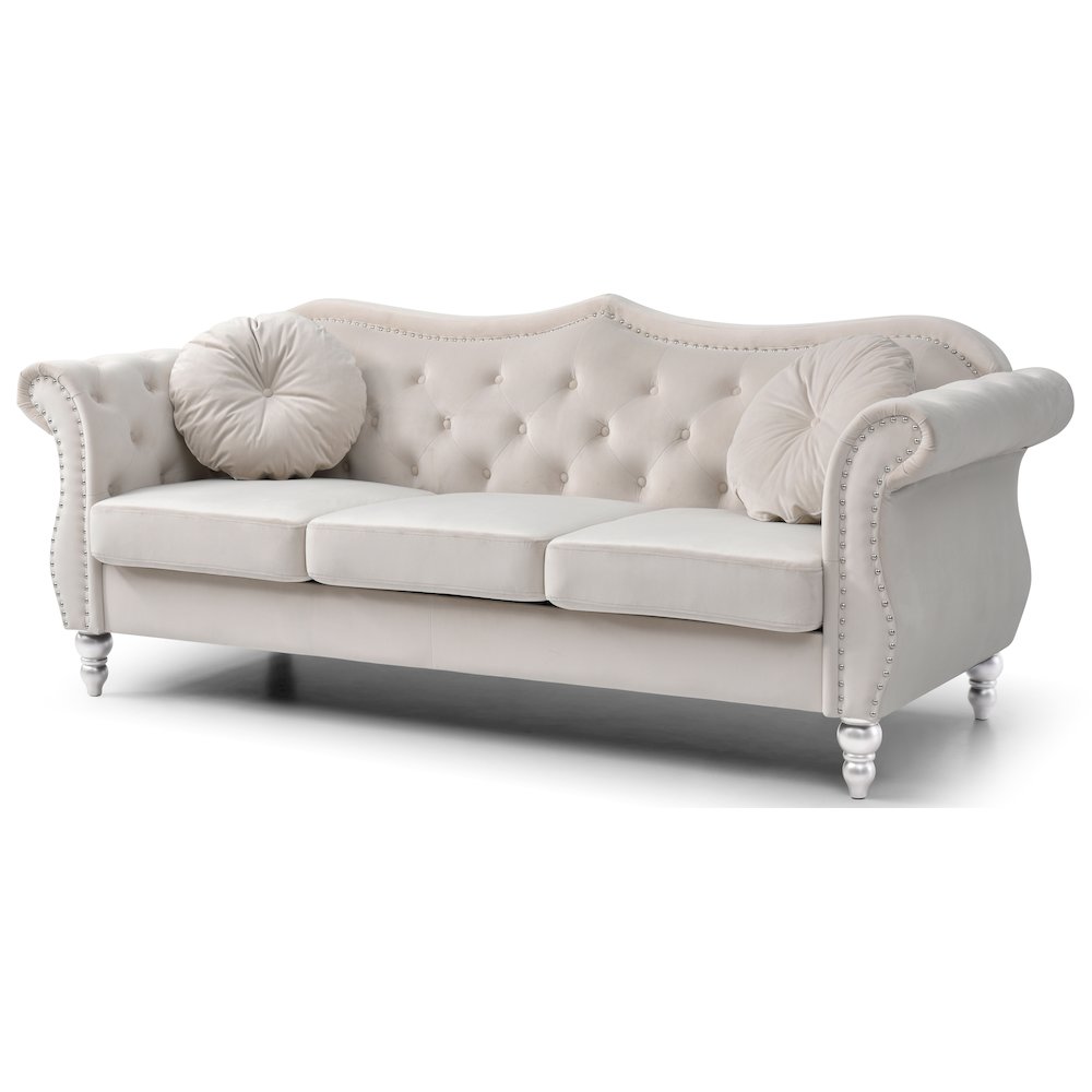 Glory Furniture Hollywood Sofa in Ivory Color. Picture 1