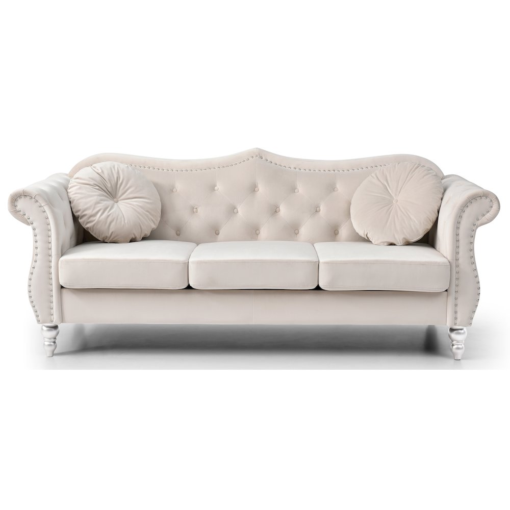 Glory Furniture Hollywood Sofa in Ivory Color. Picture 2