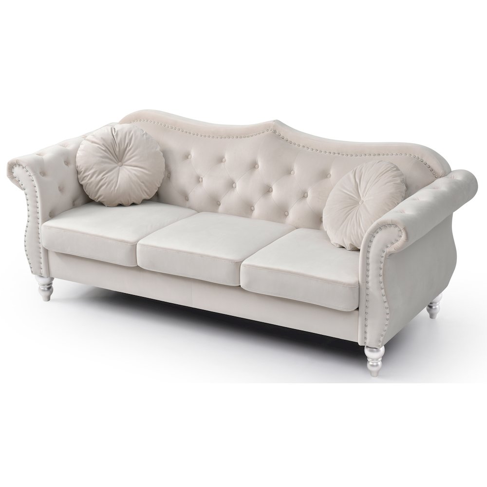 Glory Furniture Hollywood Sofa in Ivory Color. Picture 3