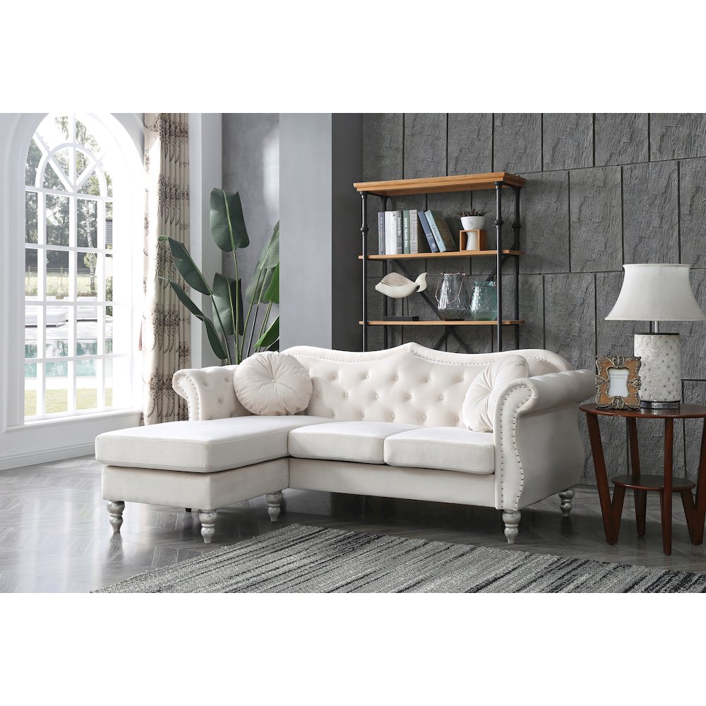 Glory Furniture Hollywood Sofa Chaise in Ivory Color. Picture 6
