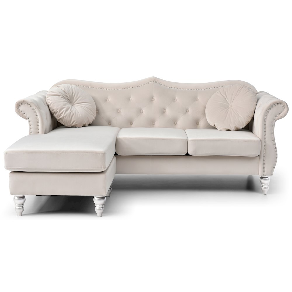 Glory Furniture Hollywood Sofa Chaise in Ivory Color. Picture 2