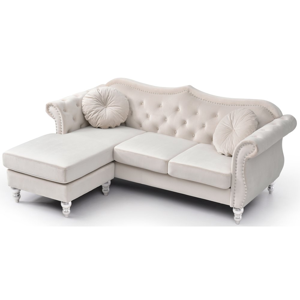 Glory Furniture Hollywood Sofa Chaise in Ivory Color. Picture 3