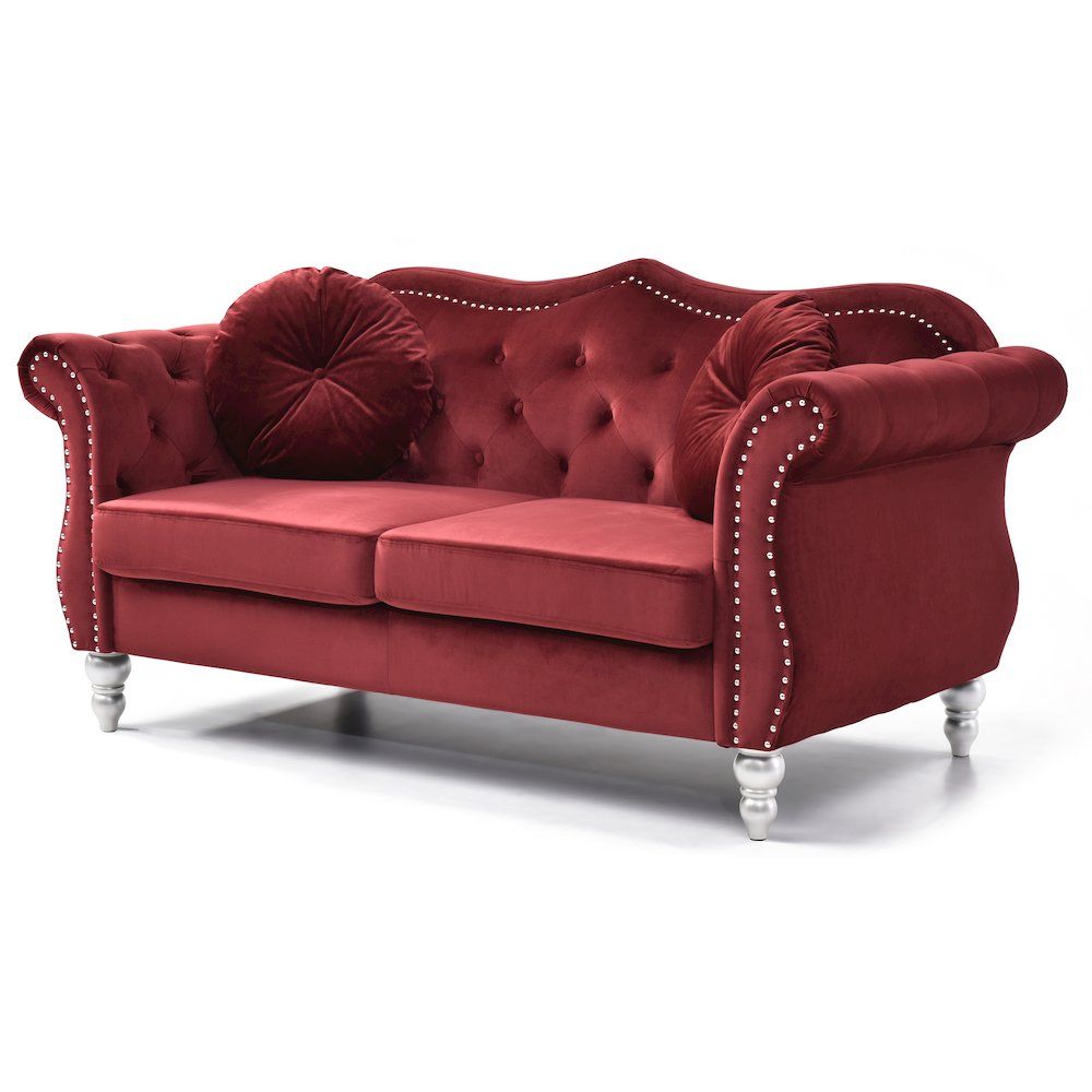Glory Furniture Hollywood Loveseat in Burgundy Color. Picture 1