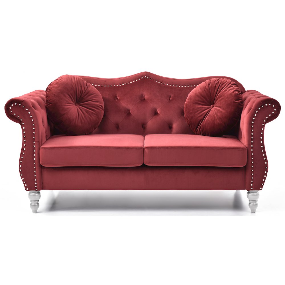 Glory Furniture Hollywood Loveseat in Burgundy Color. Picture 2