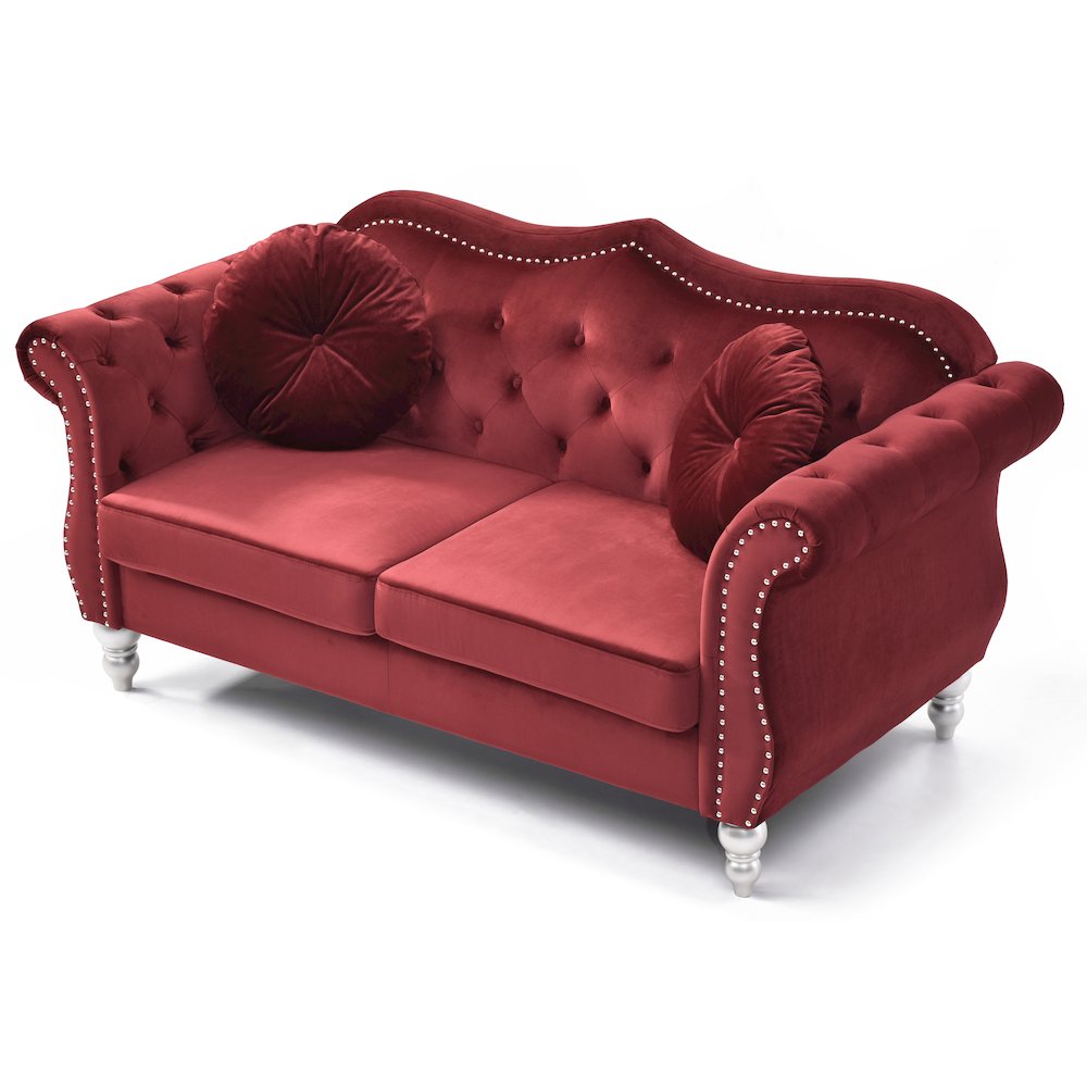 Glory Furniture Hollywood Loveseat in Burgundy Color. Picture 3
