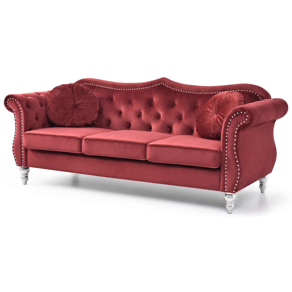 Glory Furniture Hollywood Sofa in Burgundy Color. Picture 1