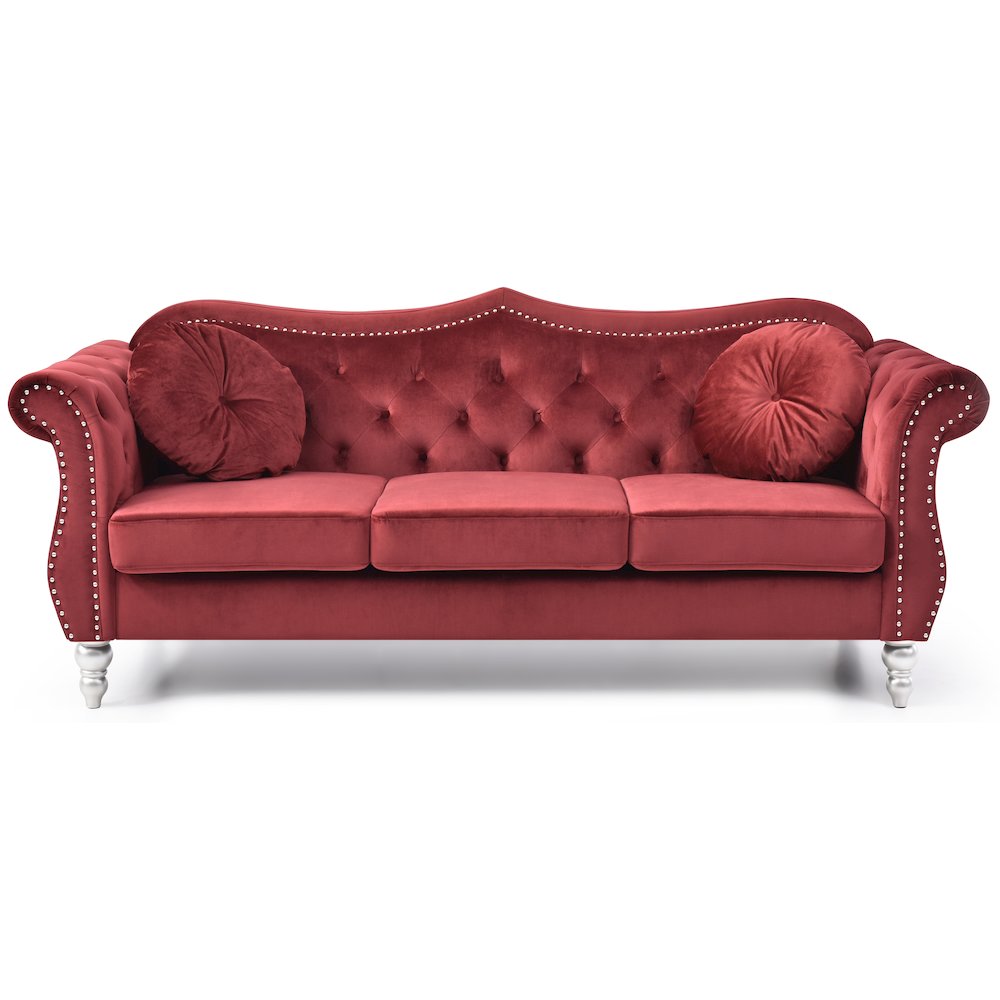 Glory Furniture Hollywood Sofa in Burgundy Color. Picture 2