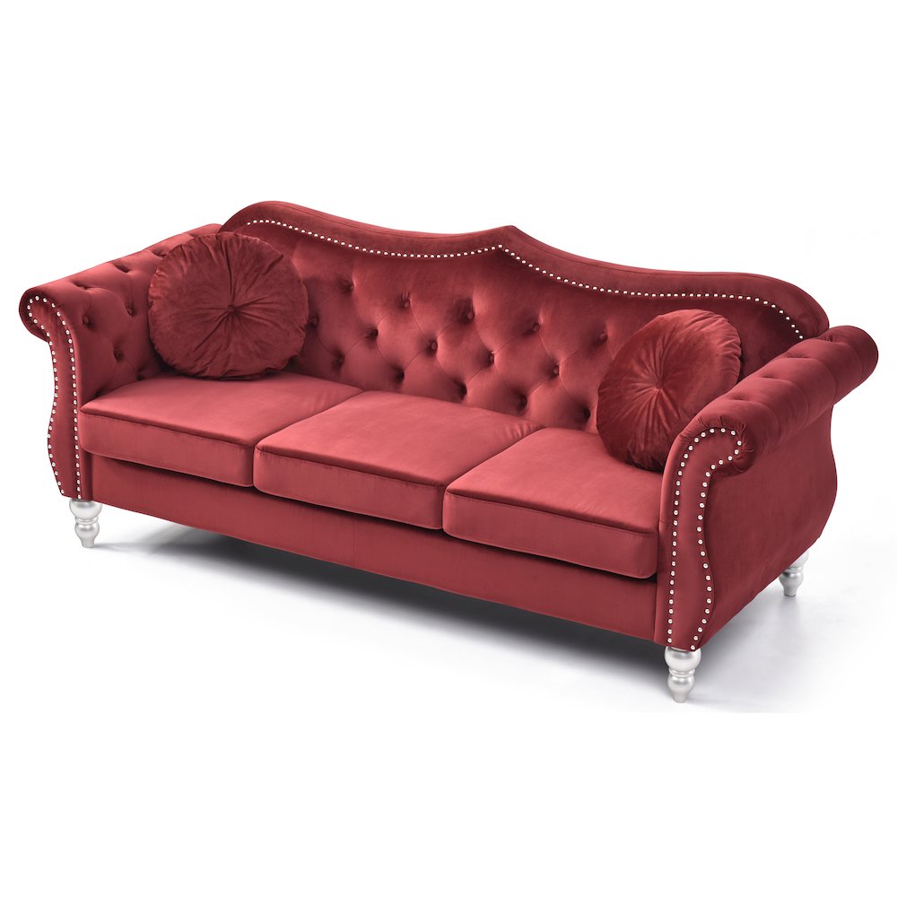 Glory Furniture Hollywood Sofa in Burgundy Color. Picture 3