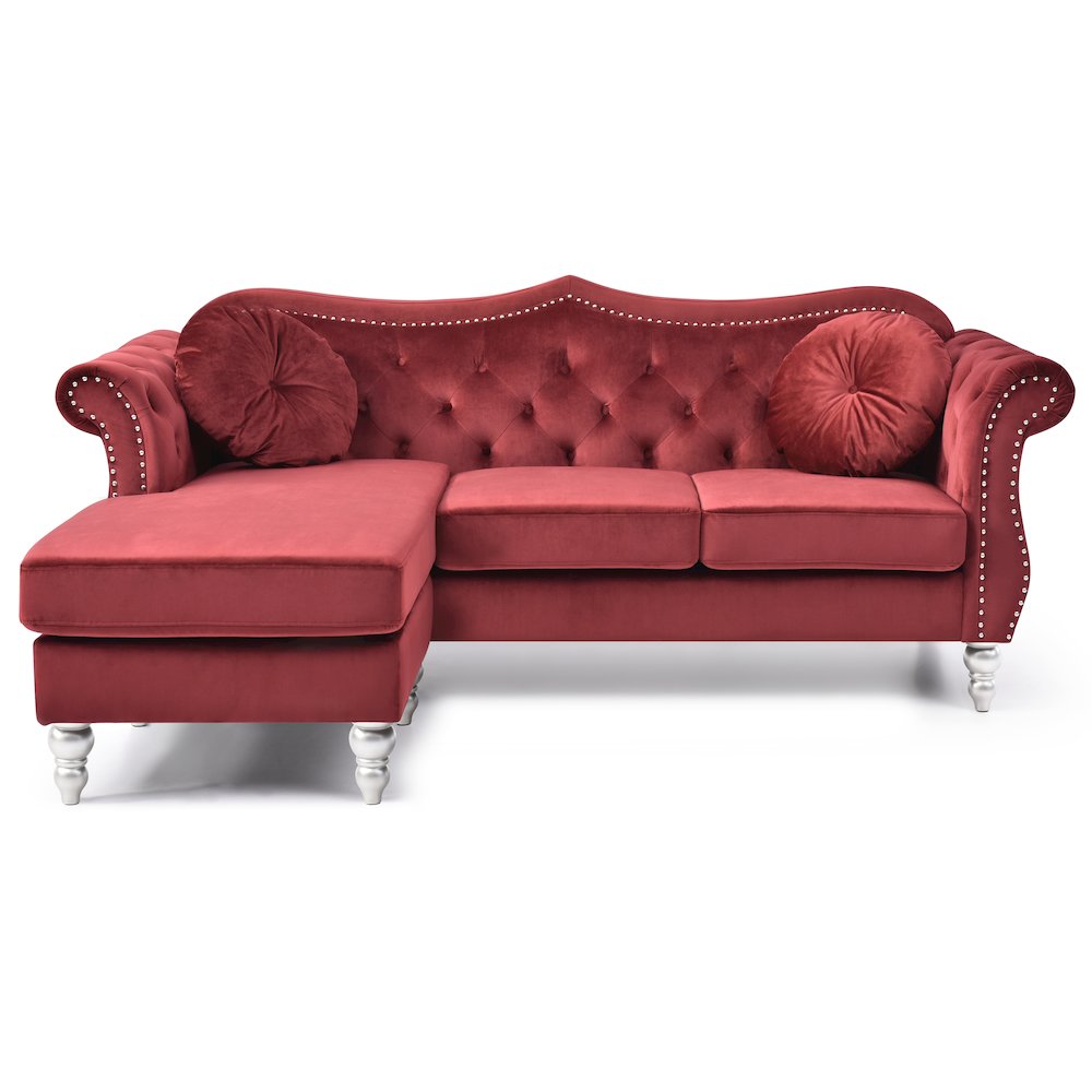 Glory Furniture Hollywood Sofa Chaise in Burgundy Color. Picture 2
