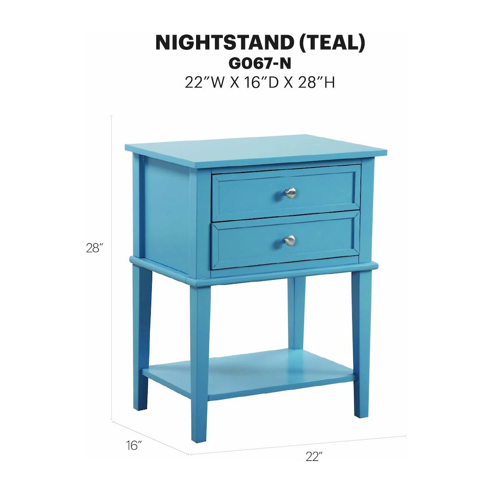 Glory Furniture Newton Nightstand in Teal Color. Picture 8