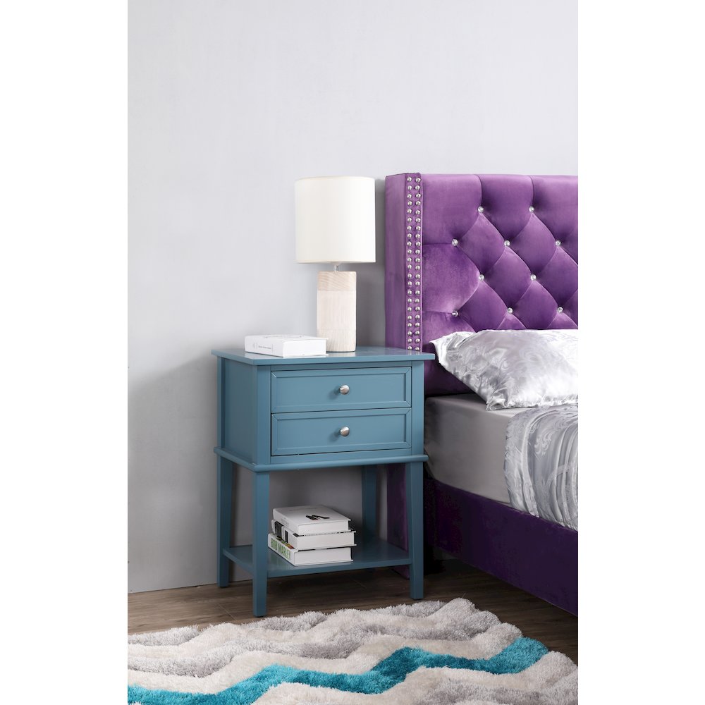 Glory Furniture Newton Nightstand in Teal Color. Picture 7
