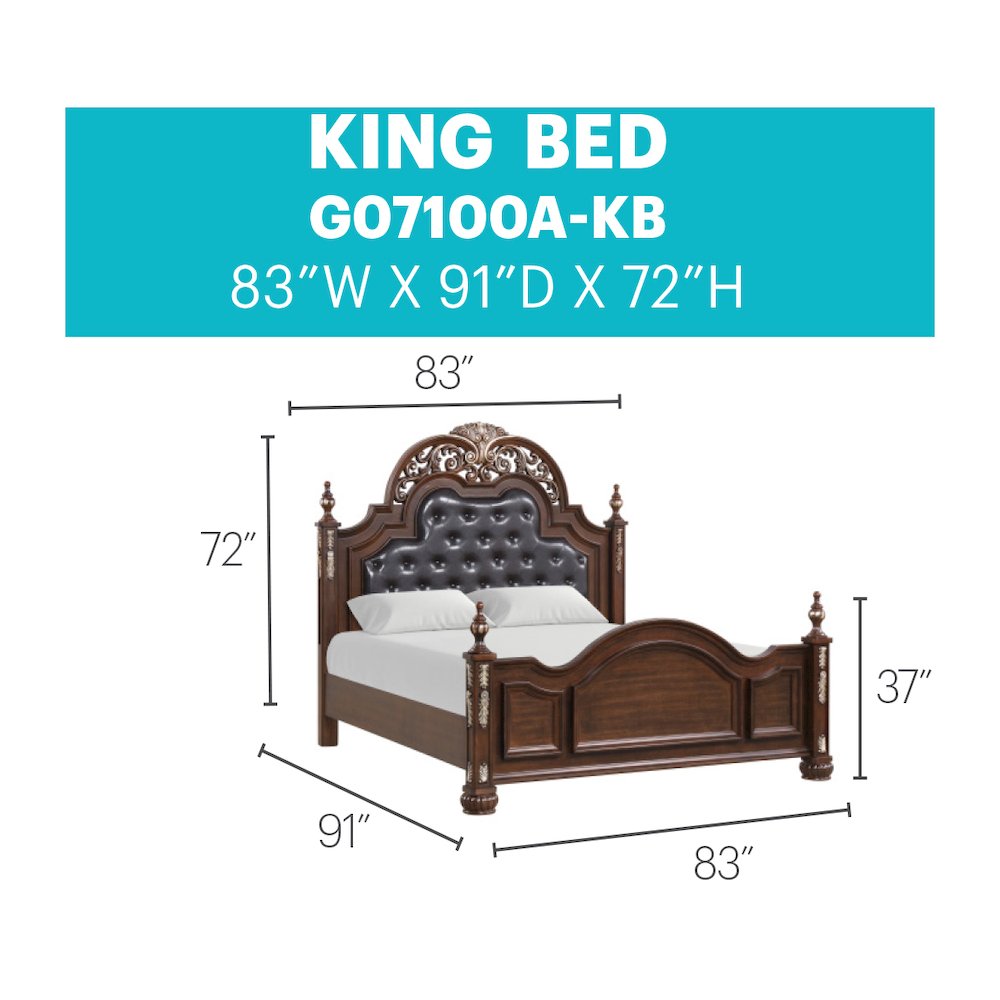 Glory Furniture Lyon King Bed in Classic Cherry Color. Picture 9