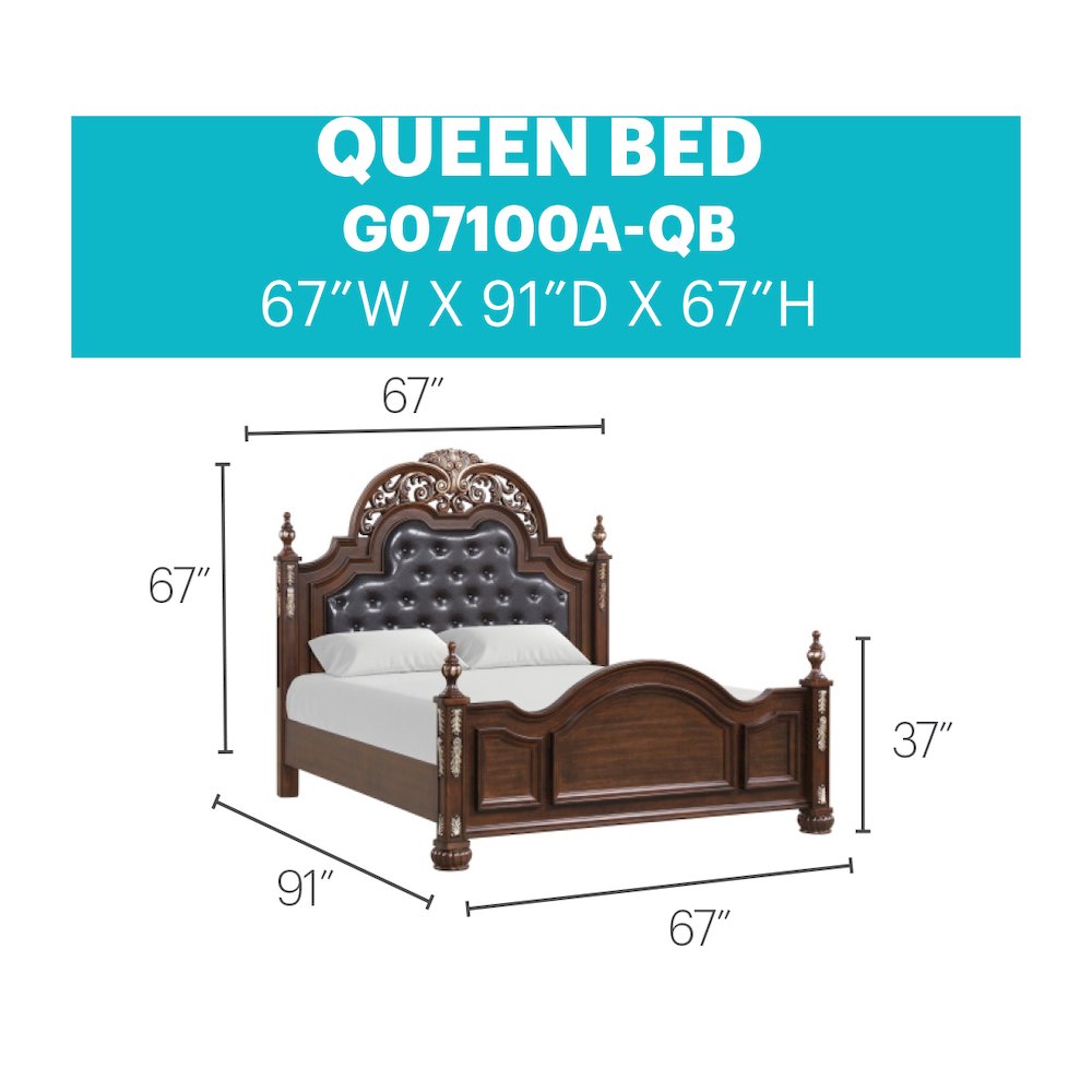 Glory Furniture Lyon Queen Bed in Classic Cherry Color. Picture 17