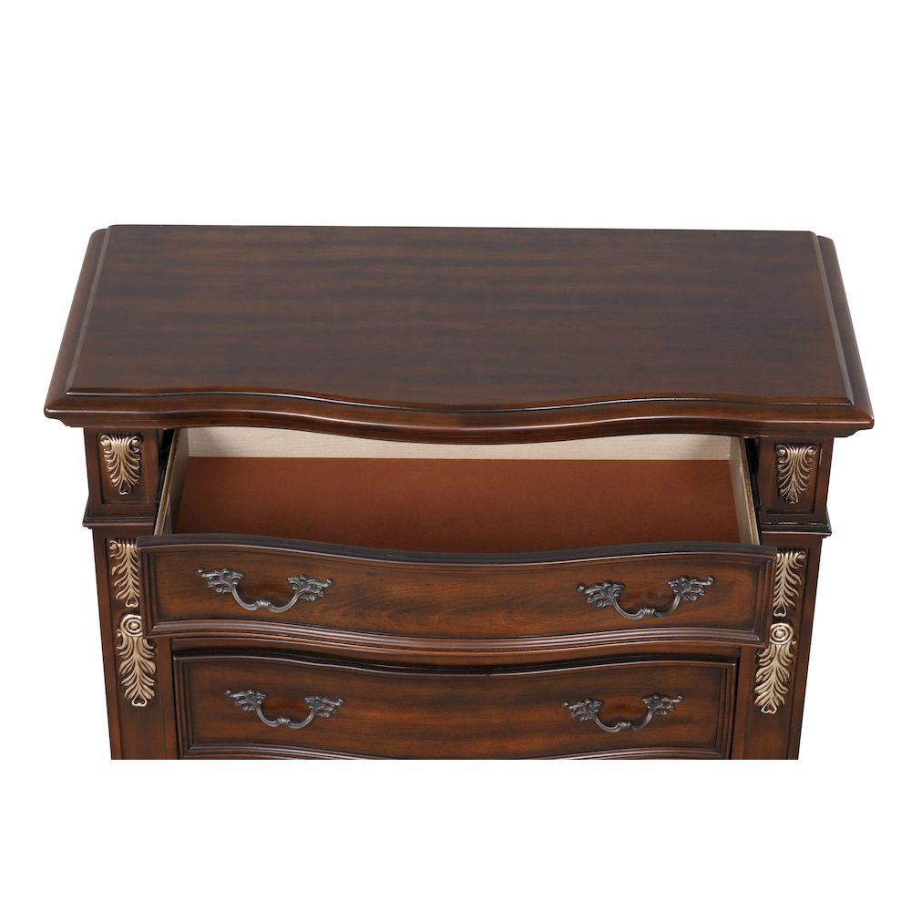Glory Furniture Lyon Chest in Classic Cherry Color. Picture 9