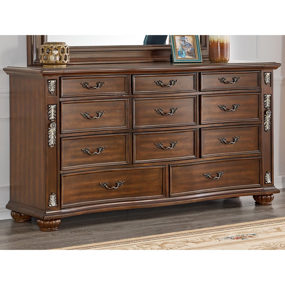 Glory Furniture Lyon Dresser in Classic Cherry Color. Picture 3