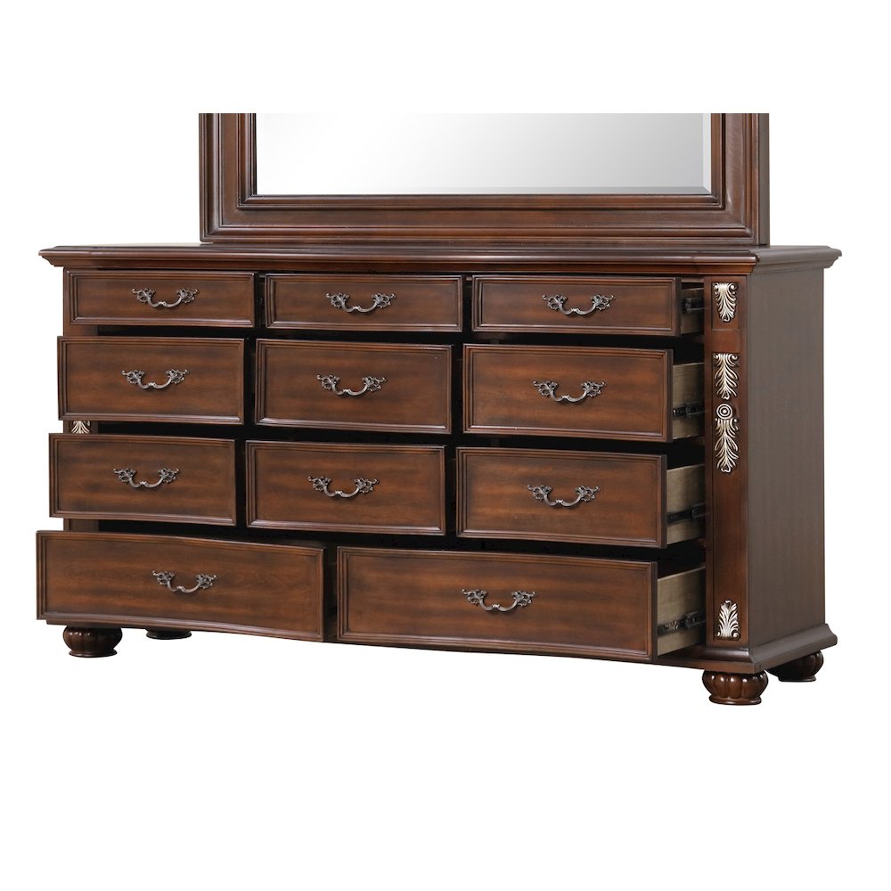 Glory Furniture Lyon Dresser in Classic Cherry Color. Picture 6