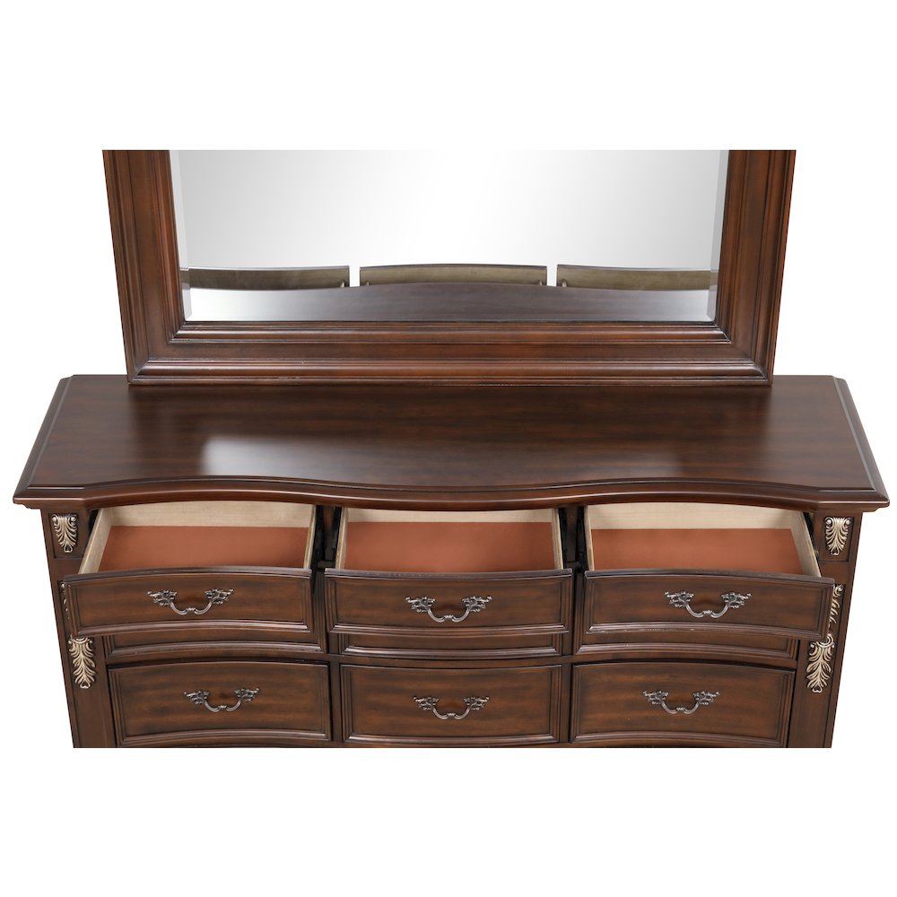 Glory Furniture Lyon Dresser in Classic Cherry Color. Picture 10