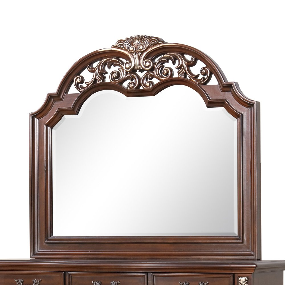 Glory Furniture Lyon Mirror in Classic Cherry Color. Picture 1