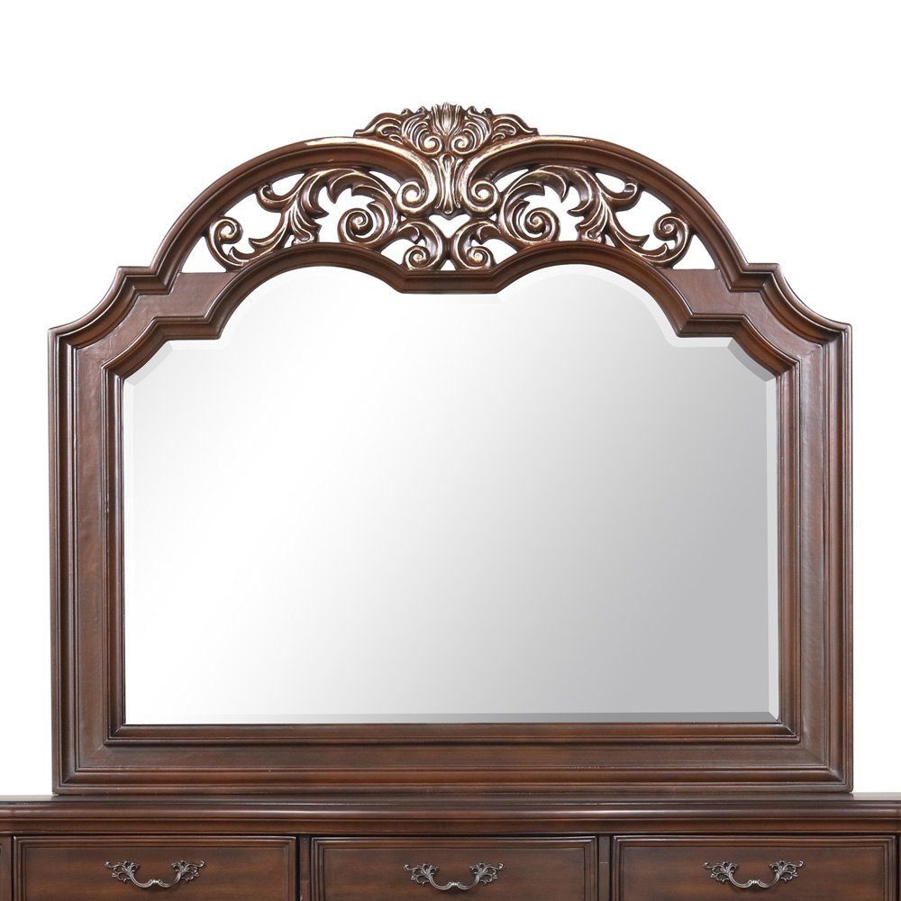 Glory Furniture Lyon Mirror in Classic Cherry Color. Picture 2