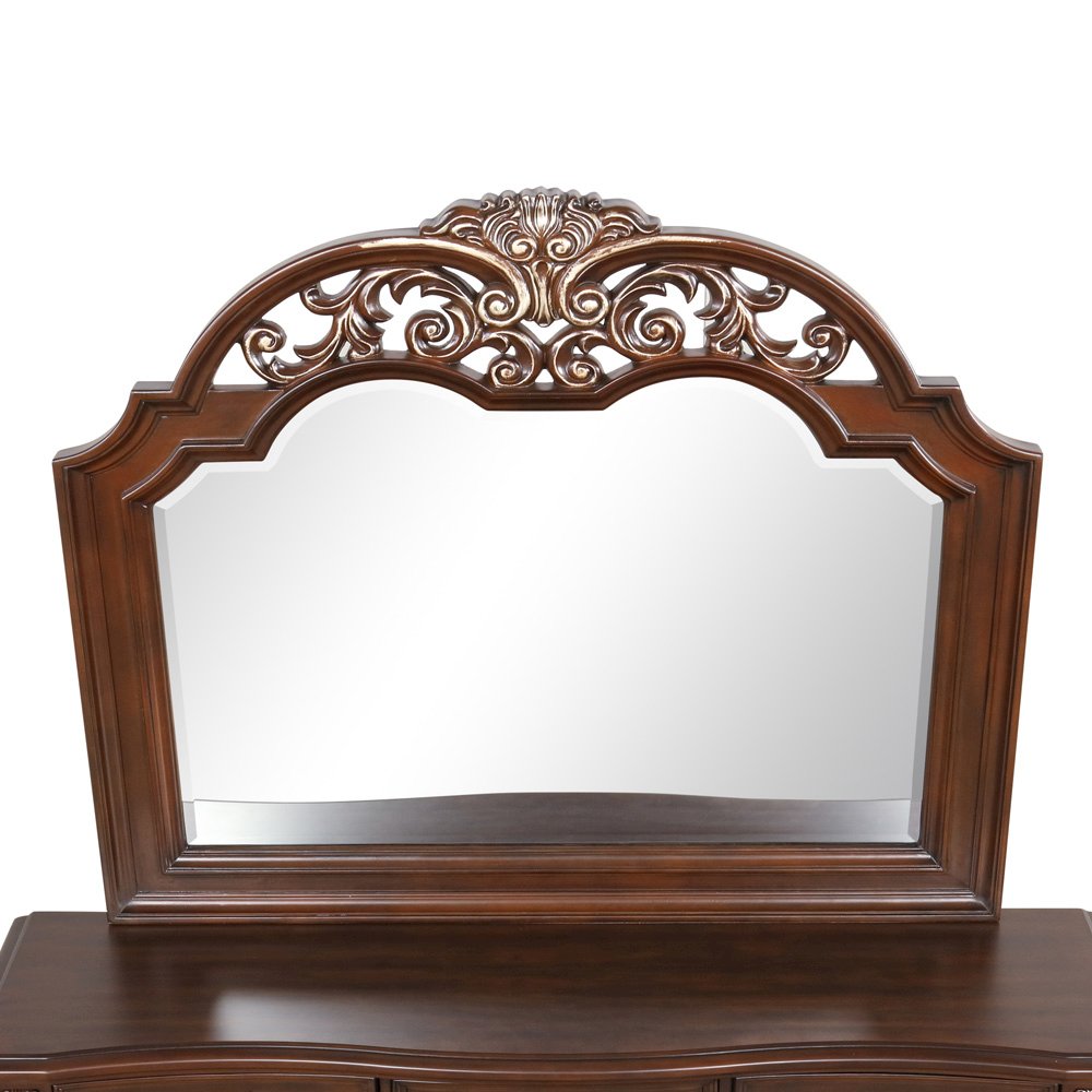 Glory Furniture Lyon Mirror in Classic Cherry Color. Picture 4