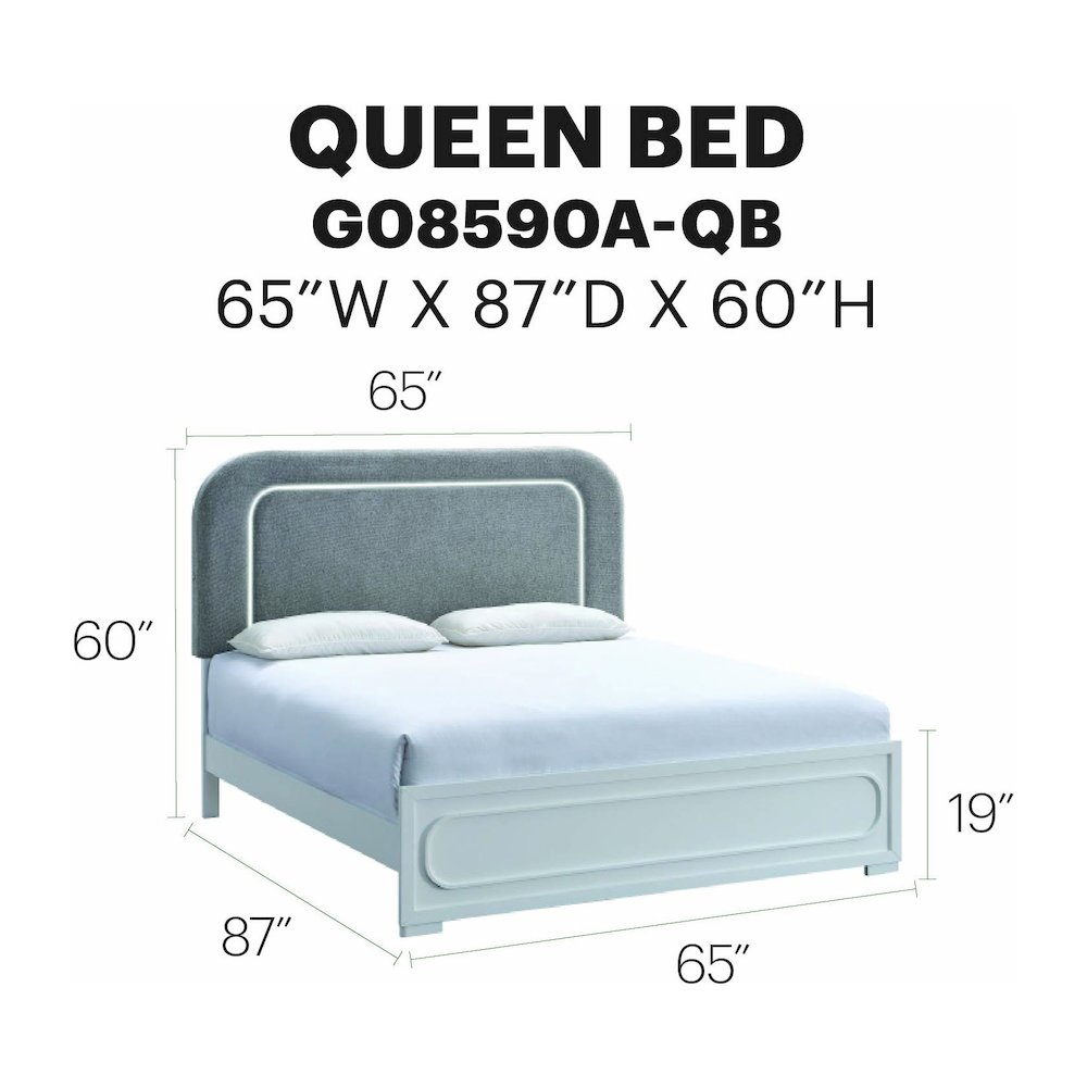 Glory Furniture Milan Queen Bed, White. Picture 7