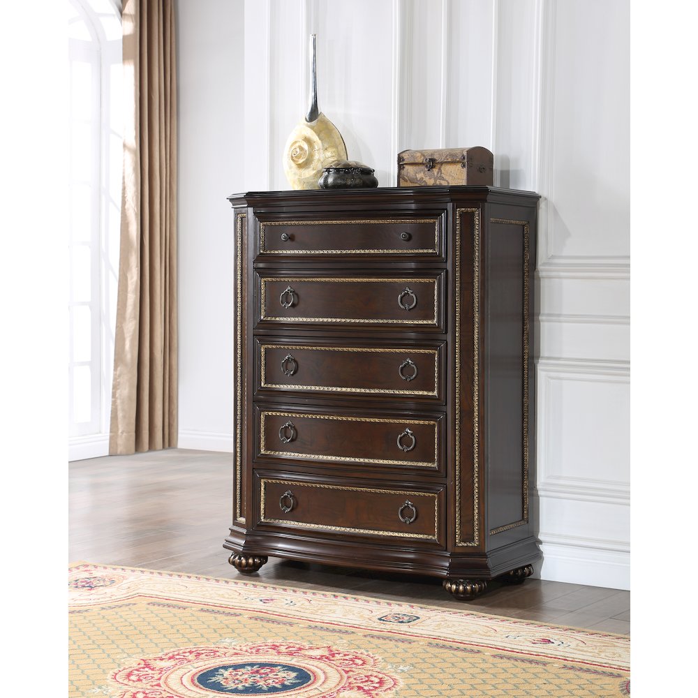 Glory Furniture Paris Chest in Classic Cherry Color. Picture 11
