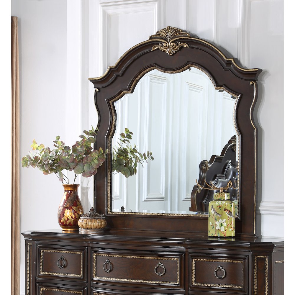 Glory Furniture Paris Mirror in Classic Cherry Color. Picture 6