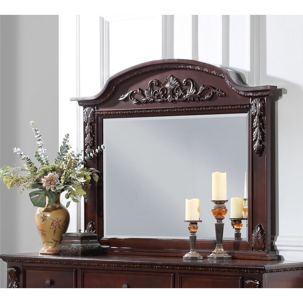 Glory Furniture Lyndon Mirror in Classic Cherry Color. Picture 6