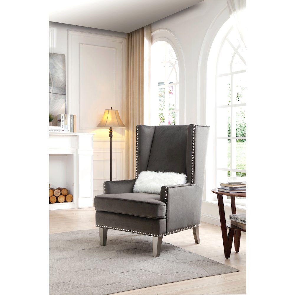 Glory Furniture Wilshire Accent Chair in Gray Color. Picture 6