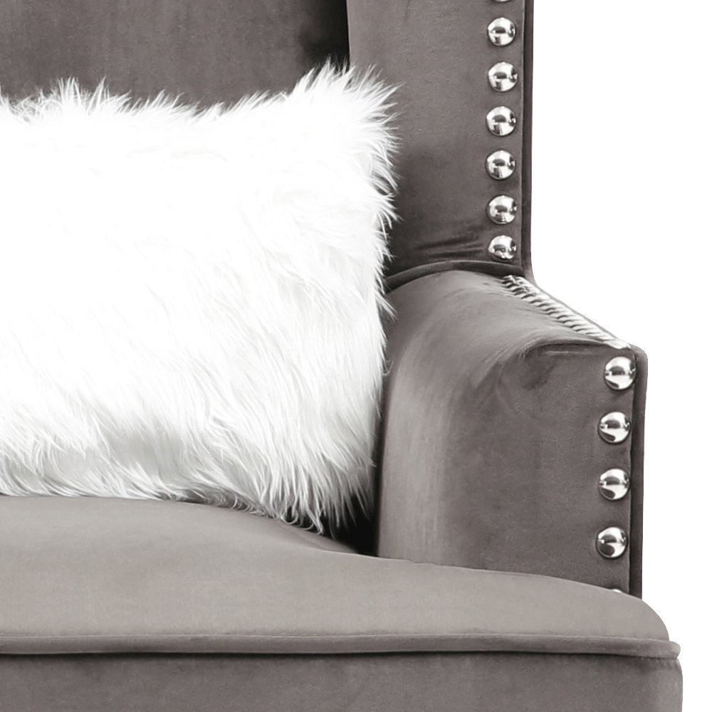 Glory Furniture Wilshire Accent Chair in Gray Color. Picture 5